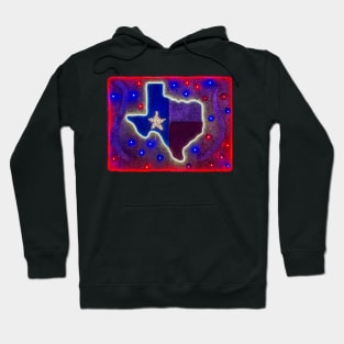 Retro billboard: Map of Texas in red, white, and blue lights Hoodie